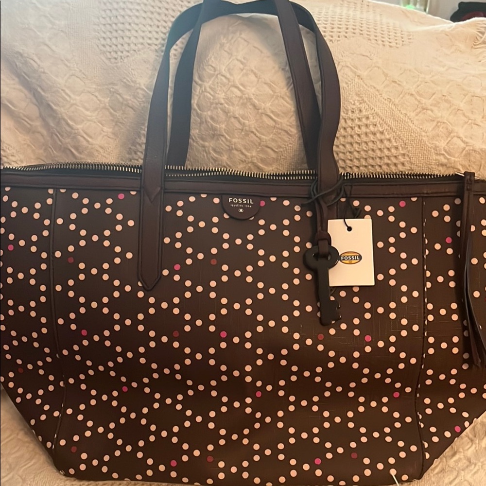 Fossil Brown Sydney Shopper Tote Bag